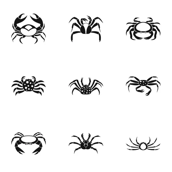 Ensemble d'icônes de crabe différentes, style simple — Image vectorielle