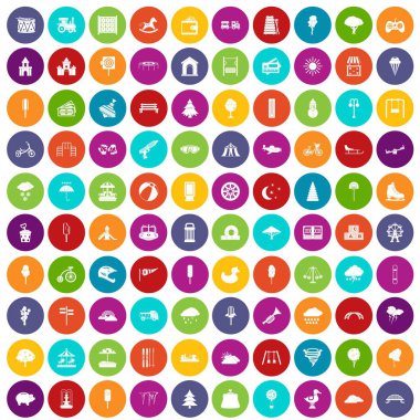 100 çocuk parkı simgeler renk ayarla