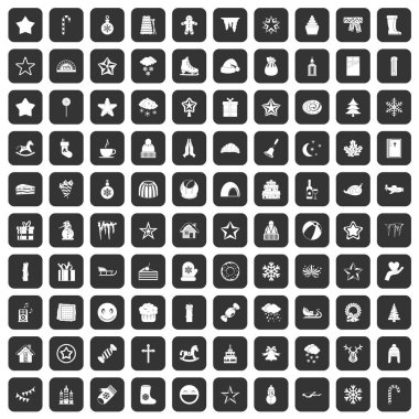 100 Noel simgeler siyah ayarla