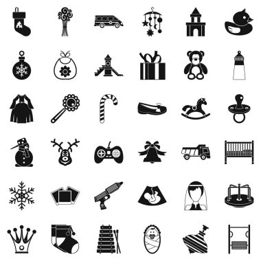Bebek şey Icons set, basit tarzı