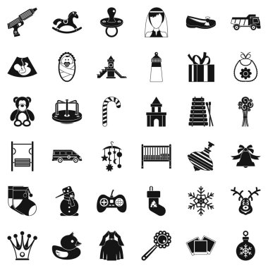 Çocuk Icons set, basit tarzı