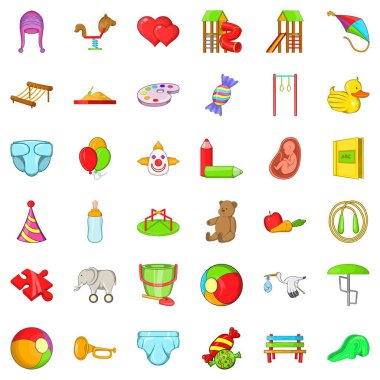 Çocuk Icons set, karikatür tarzı