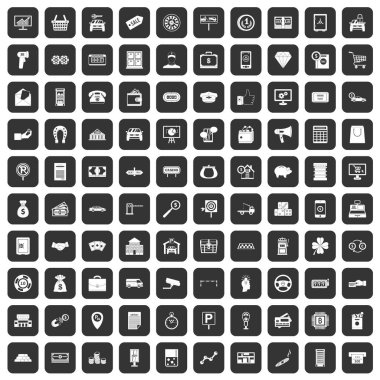 siyah 100 sikke Icons set