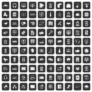 100 iletişim simgeler siyah ayarla