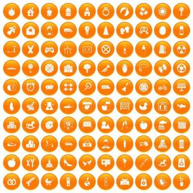 Turuncu 100 Doğum izni Icons set