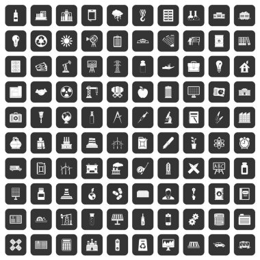 siyah 100 Şirket Icons set