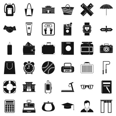 Spor çanta Icons set, basit tarzı