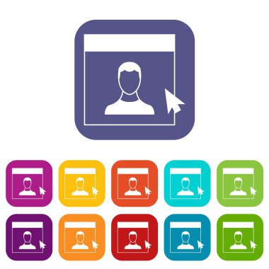 İmleç nokta adam monitör simgeler kümesi üzerinde