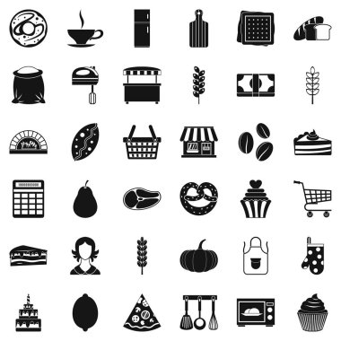 Icons set, basit tarzı yemek