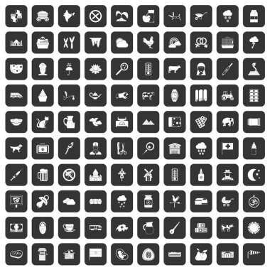 siyah 100 inek Icons set