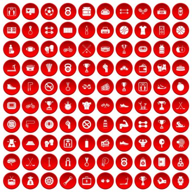 kırmızı 100 boks Icons set