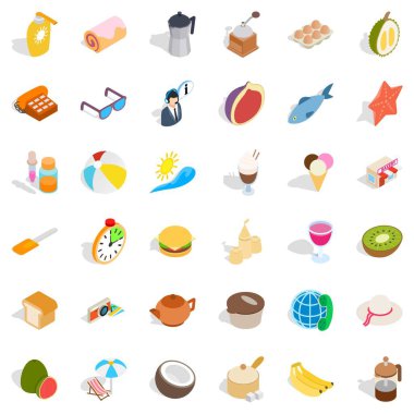 Dondurma Icons set, izometrik stili