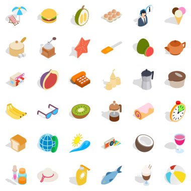 Gıda Icons set, izometrik stili