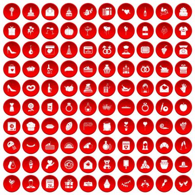 kırmızı 100 kek Icons set