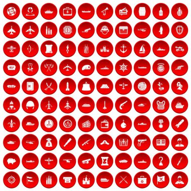kırmızı 100 muharebe aracı Icons set