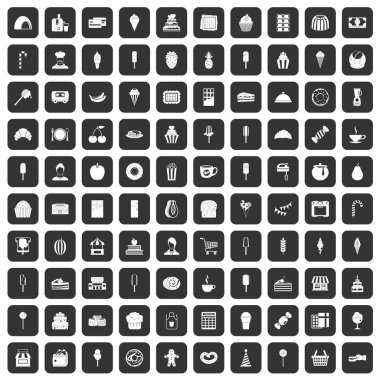 100 tatlı simgeler siyah ayarla