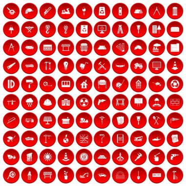 kırmızı 100 inşaat sitesi simgeleri ayarlayın