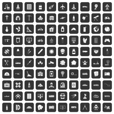 100 geliştirme simgeler siyah ayarla