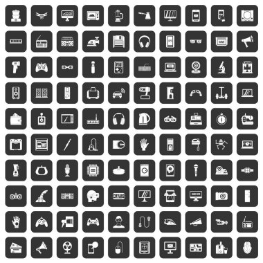 siyah 100 aygıt app Icons set