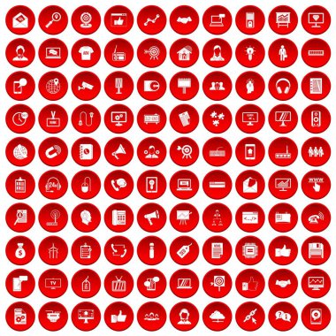 Kırmızı ayarlı 100 veri değişimi simgesi