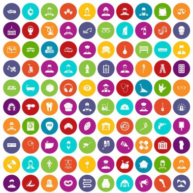 100 farklı meslek simgeler renk ayarlamak