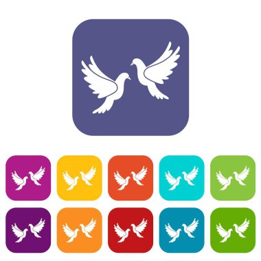 Düğün güvercinler Icons set