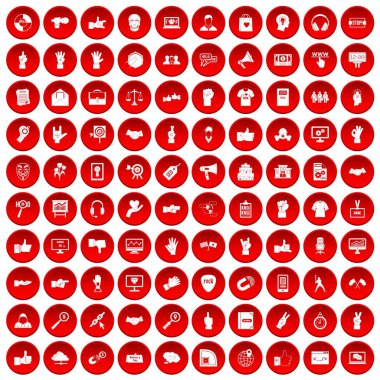 100 farklı jest simgeleri kırmızı ayarlayın