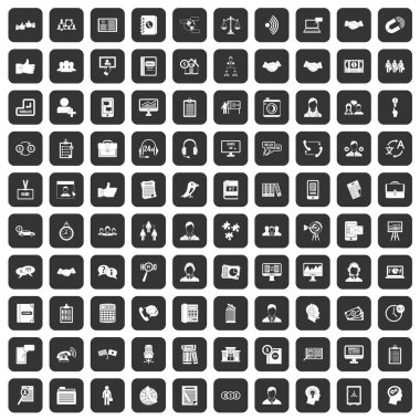 siyah 100 tartışma Icons set