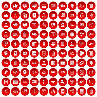 kırmızı 100 tartışma Icons set
