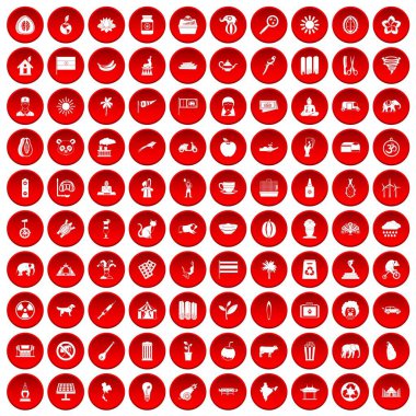 kırmızı 100 fil Icons set