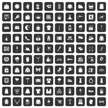 100 Icons set siyah elbise