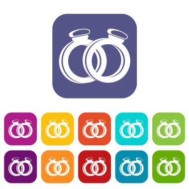 Bir çift altın alyans Icons set