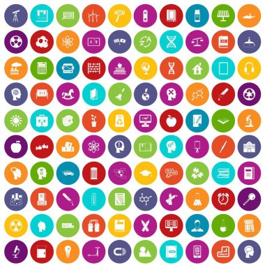 100 eğitim simgeler renk ayarla