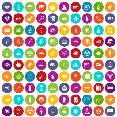 renk 100 fil Icons set