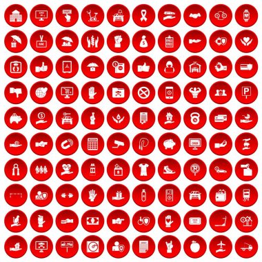 kırmızı 100 el Icons set