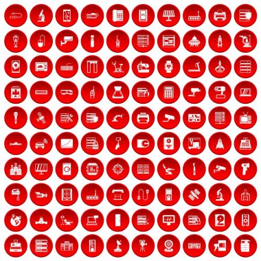 kırmızı 100 donanım Icons set
