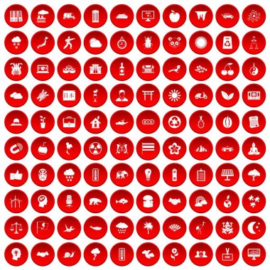 kırmızı 100 uyum Icons set