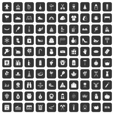 siyah 100 aile geleneği Icons set