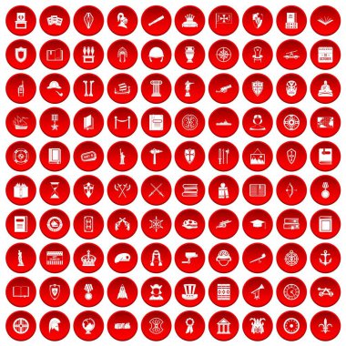 kırmızı 100 geçmiş Icons set