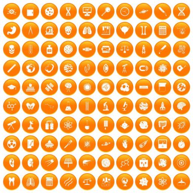 Turuncu 100 bilim Icons set