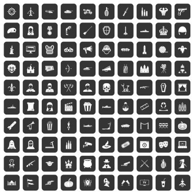 siyah 100 film Icons set