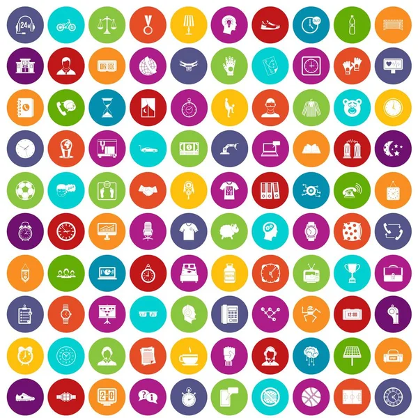 100 clock icons set color — Stock Vector