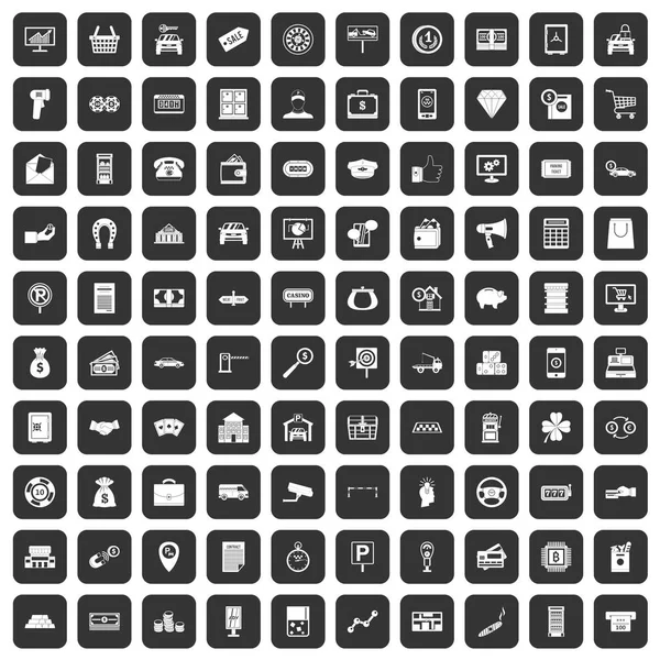 Ensemble d'icônes de 100 pièces noir — Image vectorielle