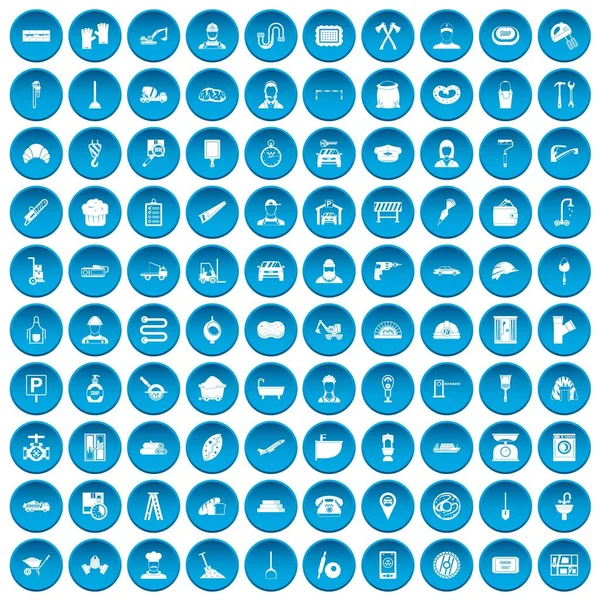 meslekler simgeleri çalışma 100 mavi ayarla