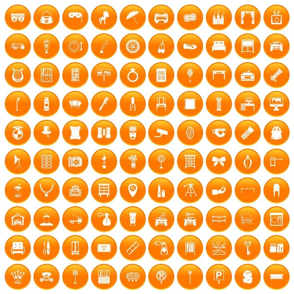 100 дзеркальних значків встановити помаранчевий — стоковий вектор