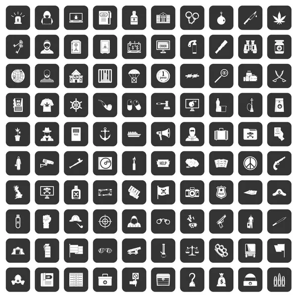 siyah 100 suç soruşturma Icons set
