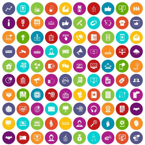 100 iconos de intercambio de datos de color — Archivo Imágenes Vectoriales