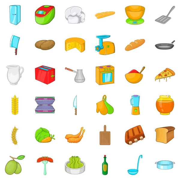 Cooking Icons Set Cartoon Style Cooking Vector Icons Web Isolated — Stock Vector