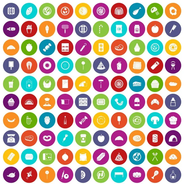 100 delicious dishes icons set color — Stock Vector