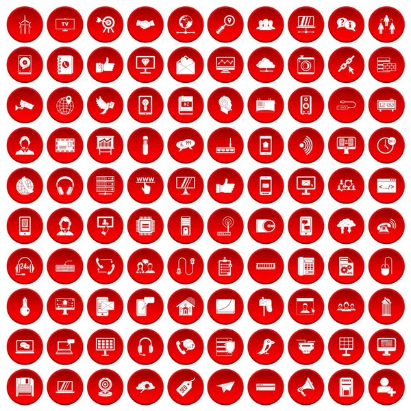 kırmızı 100 iletişim Icons set